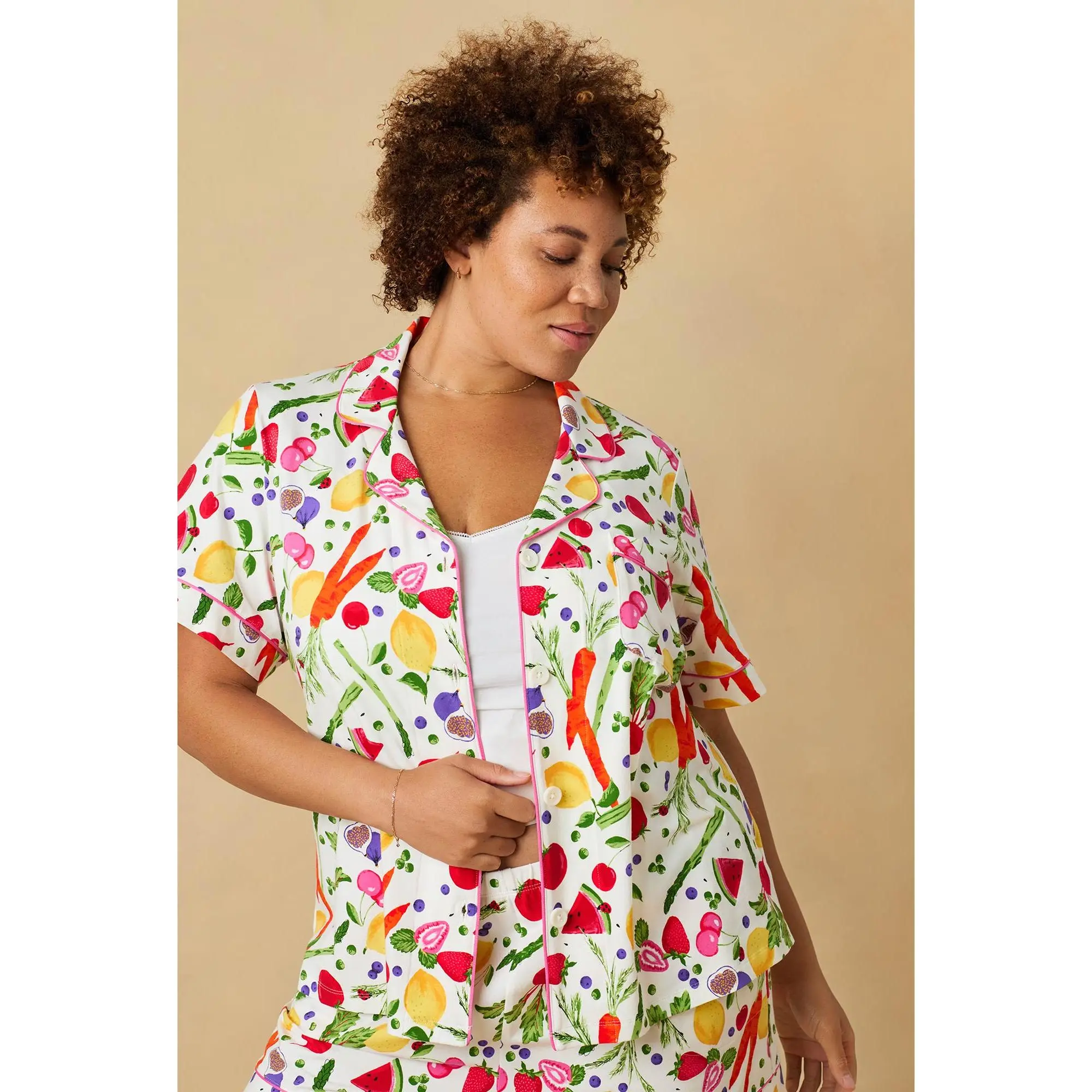 Women's 2-Piece Short-Sleeve Cotton Jersey Pajama Set - Soft, Breathable Bed Head Nightwear with Pocket, Shortsleeve, Knit, Pajamas Sets, Style, Clothes, Cold Wash, Casual, Elastic Waist, Pocket Detail, Certified By Gots, Basics, Tumble Dry
