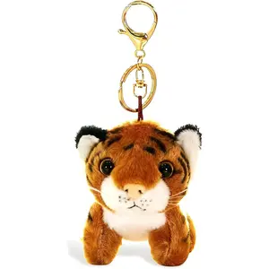 DearLuniva B Tiger Keychain Plush Charm for Purse Bag Gift for Women Mini Animal Key Holder