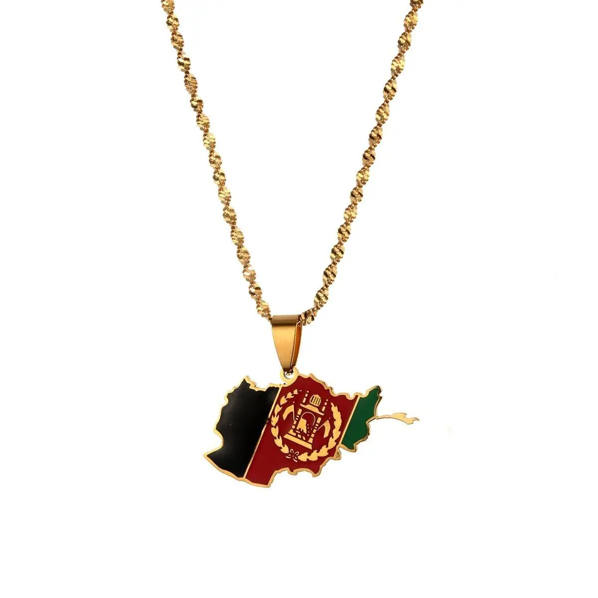 May necklace Yukan jewelry Afghanistan map with flag pendant necklaces for women Unisex Flag