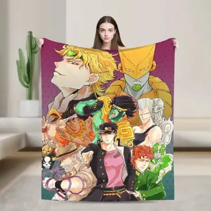 JoJo Bizarre Adventure Joseph Joestar Kujo Jotaro Dio Anime Flannel Blanket Stardust Crusaders Soft Warm Throw For Gamer Room Decor Dorm Bed Sofa Gift