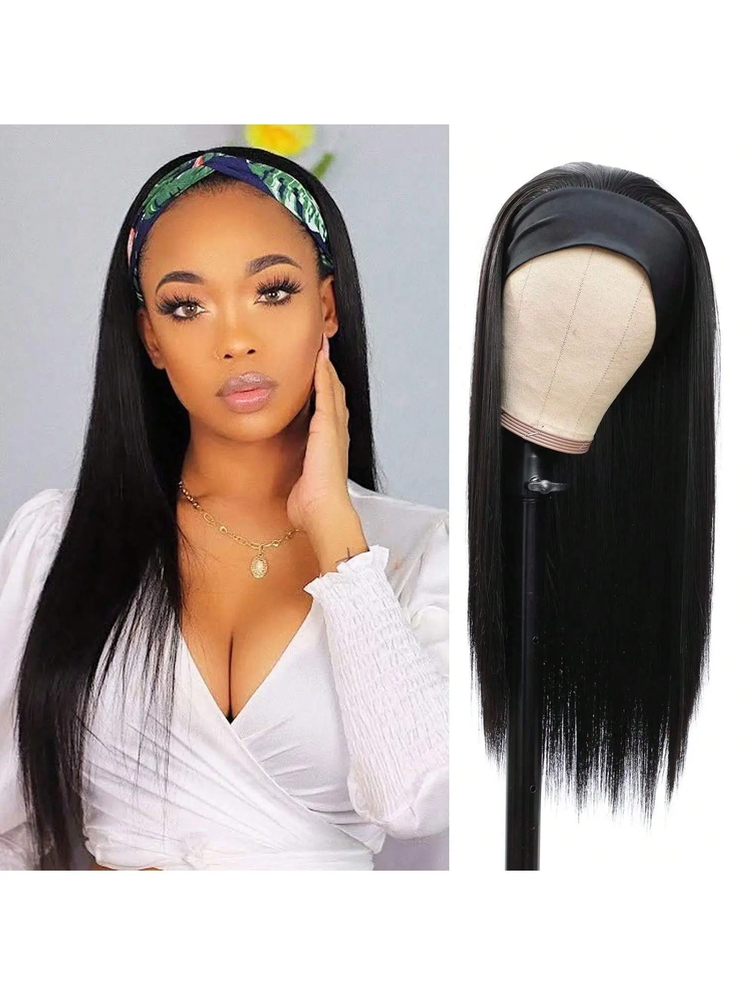 Headband Wig Human Hair 16-32 Inch Straight Headband Wigs  display picture 2