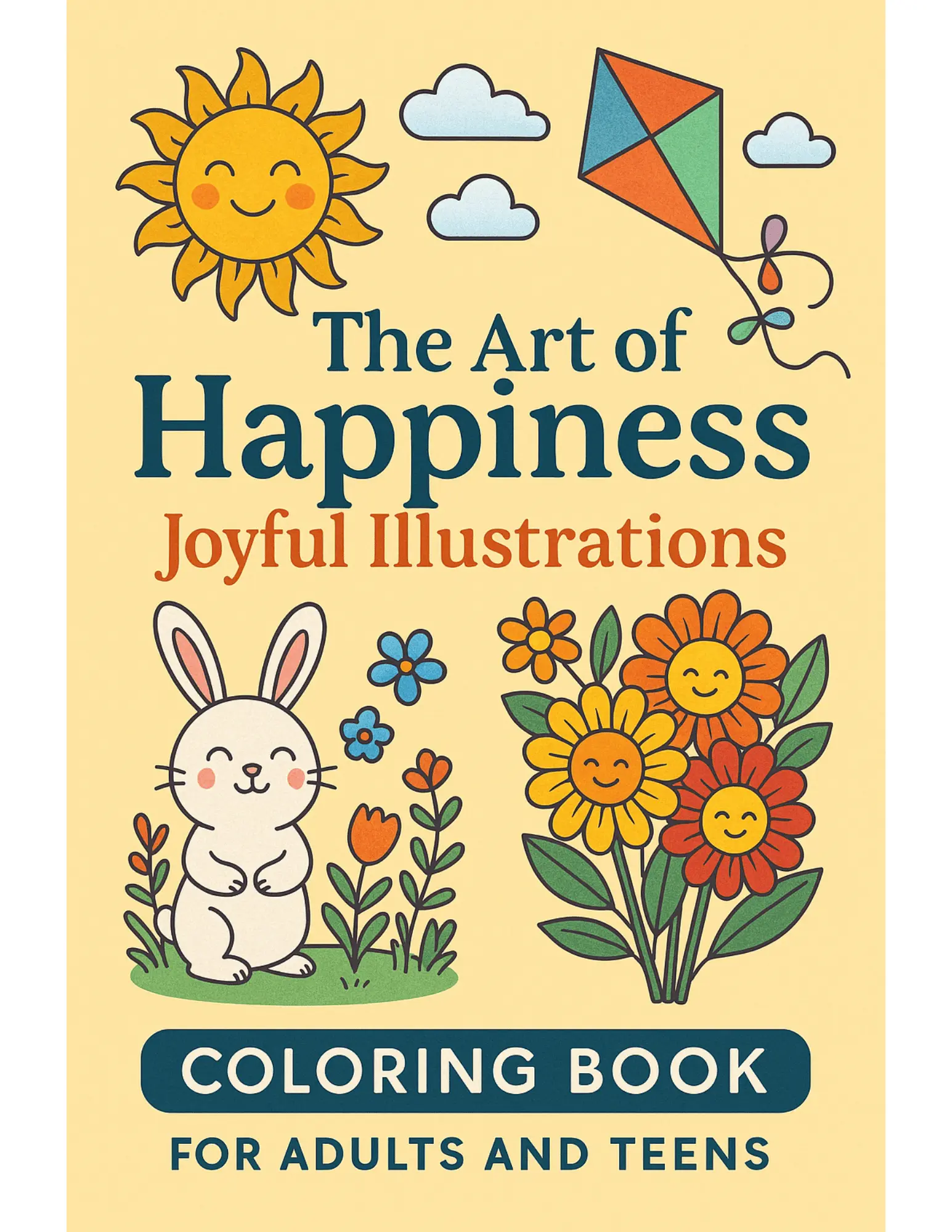 The Art of Happiness Joyful Illustrations Coloring Book Sheets For Adults and Teens
