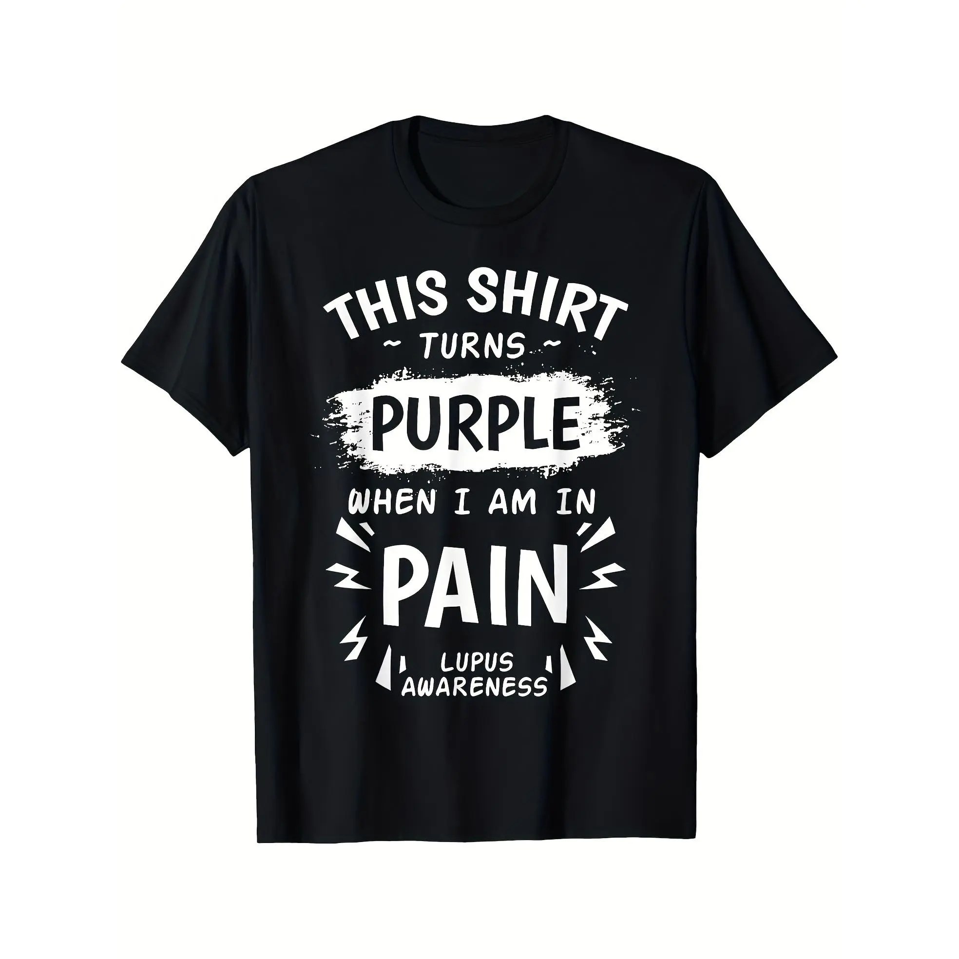 Lupus Awareness Systemic Lupus Erythematosus Purple T-shirt Comfortable, Casual Short Sleeve, Daily Wear, All Season, Black, Men,Made in USA