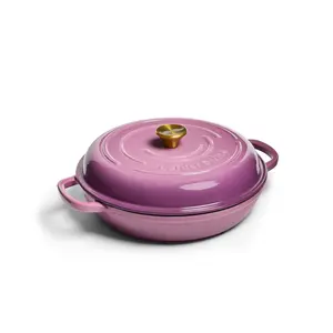 3.6 qt Braiser Pot with Lid – Chef Joe Sasto Exclusive - Enameled Cast Iron Cookware - Great for Searing, Braising, Roasting, One-Pan Meals, Slow Cooking, and Baking - Oven Safe Up to 500°F - By Larder & Vine