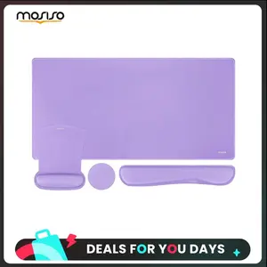 MOSISO Keyboard Mouse Pad Set, Large Gaming Mousepad&Keyboard Wrist Rest&Mouse Wrist Rest&Coaster, Ergonomic Non-Slip Mousepad&Easy Typing Cushion with Memory Foam for Home Office, Anti-Scratch Mouse Pads