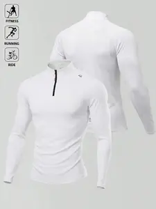 Men's Half-Zip Long Sleeve Pullover, Slim-Fit & Breathable Sports Top, Breathable Activewear, Versatile Multi-Wear Athletic Shirt, Ideal for Fitness, Running, Golf and Daily Casual Wear, Compression Men's Training Shirt Gym Wear, Athletic Tops