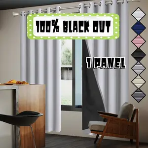 1 piece, 100% blackout, sun protection and thermal insulation curtain, solid color polyester material film lining, making the interior darker, top perforated hanging method, suitable for bedrooms, dining rooms, living rooms, kitchens