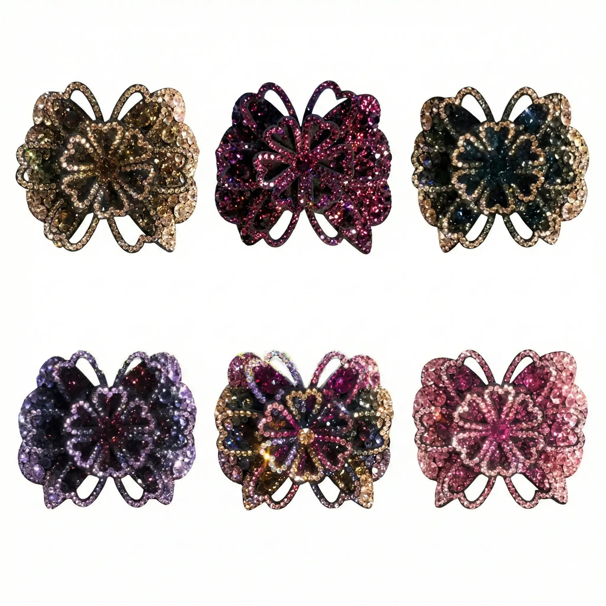 Sparkling Rhinestone Floral Hair Barrette Clip for Special Occasions Navy Blue Crystal Flower Barrette Hair Clip for Women  main image 2