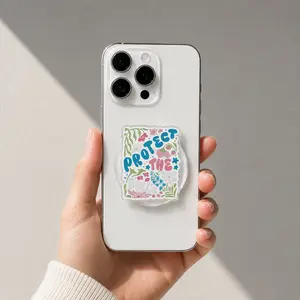 Protect The Dolls Phone Grip Cute Floral Pop Grip Aesthetic Cell Phone Holder Feminist Inspired Phone Stand Gift for Women Friends Teens