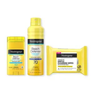 Neutrogena Beach Ready Collection featuring Water Resistant SPF Sheer Stick & Spray plus Gentle Cleansing Wipes for SPF Removal