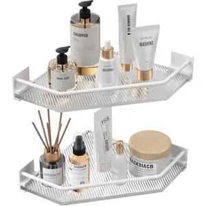 Corner Bathroom Counter Organizer - 2 Tier Countertop Storage Shelves for Dresser, Kitchen, Laundry, Dorm Room (White)