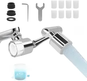 Splash-proof Sink Faucet Extender with Water Filter,Reduce Chlorine,1080° Rotating Tap Aerator,2 Modes Spray Attachment for kitchen/Bathroom/Toddlers,Lead-Free Solid Brass, 8pcs Replacement Filter