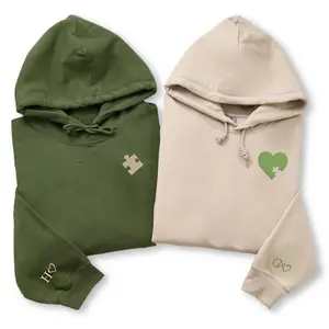 Custom Heart Puzzle Embroidered – Matching Couple Hoodie Gift For Valentine or Anniversary