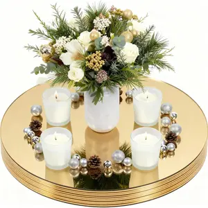Set of 10 Round Mirrors for Centerpieces, 12 Inch Gold Acrylic Mirrors Candle Plate Circle Mirror Trays for Wedding Party Home Mirror Centerpieces for Tabl