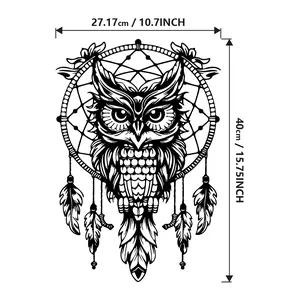 Owl Dreamcatcher Metal Wall Art 27.17cm x 40cm Modern Bohemian Style Home Decor Unique Gift for Bedroom Christmas Ornaments Artistic Hanging Nature Decoration