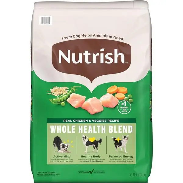 Nutrish Dry Dog Food Real Chicken & Veggies Recipe Whole Health Blend, 40 lb. Bag, (Rachael Ray)