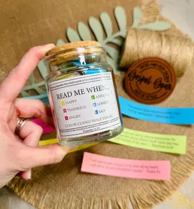 Read Me When Jar, Bible Verse Jar, Glass Scripture Jar, Prayer Jar, Christian Gift, Mental Health, Anxiety, Confirmation Gift, Color Coded