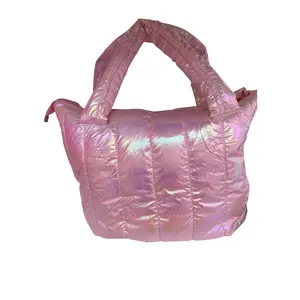 Iridescent Pink Puffer Tote Bag