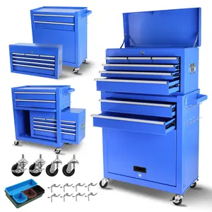 Hdmw Rolling Tool Chest with Wheels and 8 Drawers, Detachable Large Tool Cabinet with Lock for Garage, Locking Mechanic Tool Cart with Black Liner for Warehouse, Workshop, High Capacity