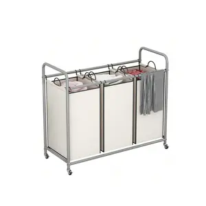 3-Bag Laundry Basket Hamper Laundry Sorter Cart Laundry Room Organization With Heavy Duty Rolling Lockable Wheels And Removable Bagslaundry Hamper,Washing Basketbathroom Organizer,Basket,Storage Basket,Foldable Laundry Basket