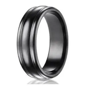 Benchmark Rounded Edge Black Titanium Wedding Ring for Men- 7.5mm