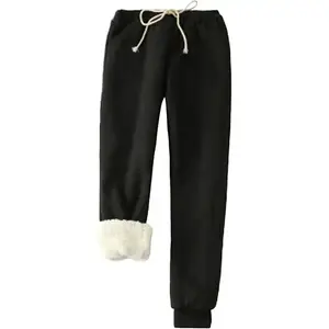 Womens Sherpa Lined Sweatpants Winter Warm Fleece Joggers Casual Lounge Pants