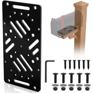 Antirust Post Mount Mailbox Bracket, Heavy-Duty Mounting Plate for Post Mount Mailboxes, Compatible with Multiple Mailbox Brands, Black
