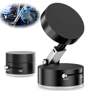 Vacuum Magnetic Phone Holder, 360° Rotation Phone Stand, Portable Universal Foldable Magnetic Phone Mount, for Gym Use, Car Mount with Windshield Suction Cup, Black