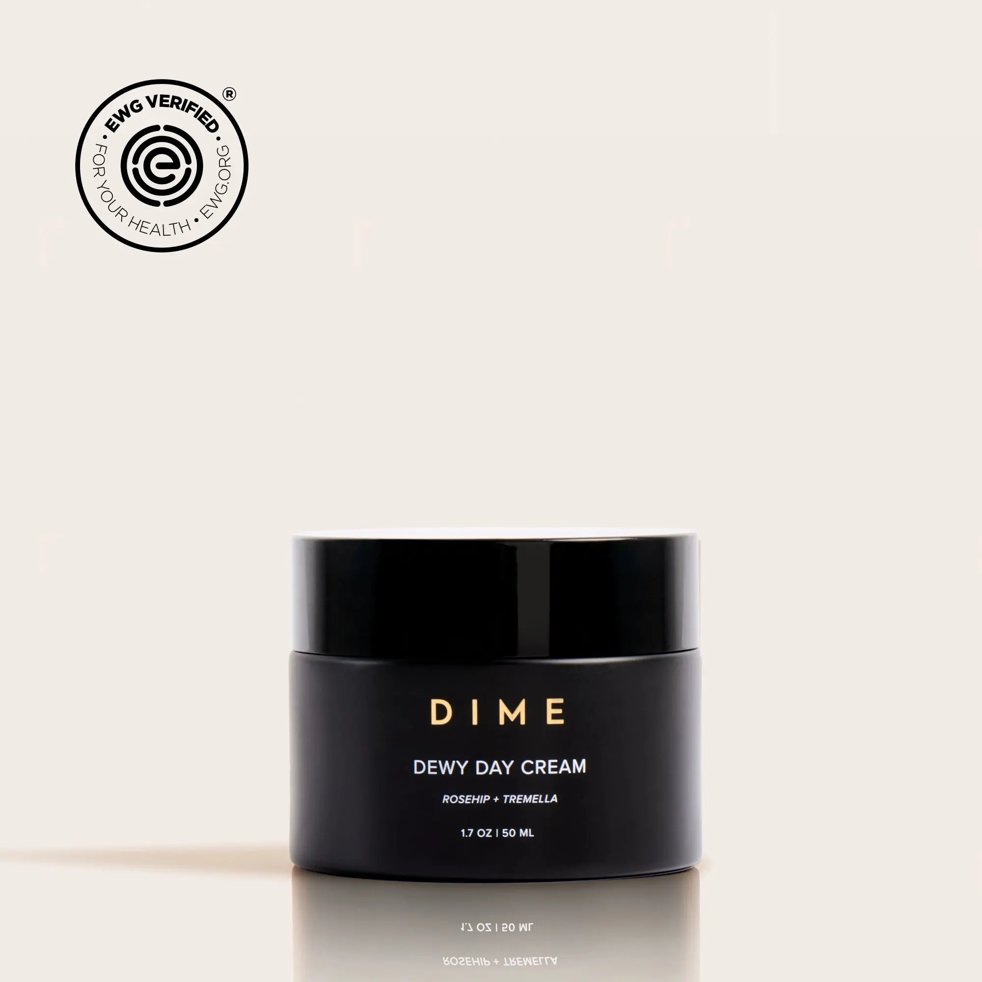 DIME Dewy Day Cream Daily Facial Moisturizer, Lightweight Hydration with Rosehip Oil, Ceramides, Tremella Snow Mushroom, Squalane and Hyaluronic Acid, Vegan Skin Care, 50 mL / 1.7 oz