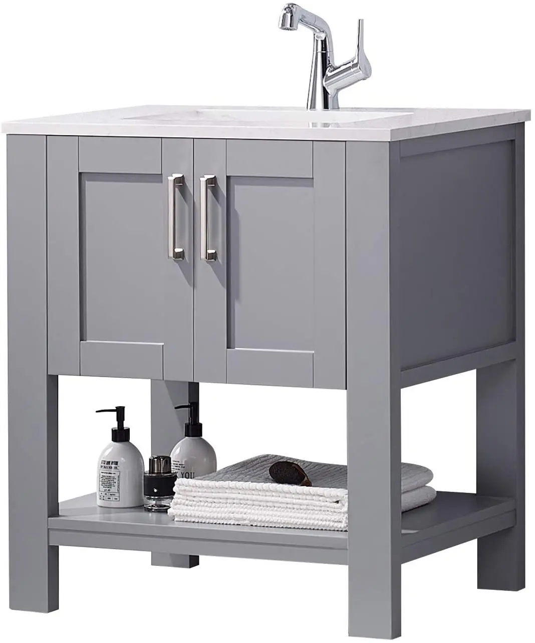 FR Gray Bathroom Vanity with Sink 30 Inch Bathroom Vanity Canbinet Modern Bathro
