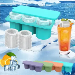 1 pc Silicone Ice Cube Tray with Lid, Easy Release Flexible Mold, Stackable Large Square Ice Moulds for Whiskey, Anti-Spill Detachable Cover, Ice Molds