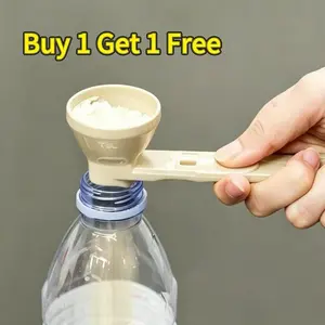 2PCS Black+White Sturdy Portable Plastic Round Coffee Scoop-Funnel Set - Sliding Measuring Spoon for Reusable Single-Serve Coffee Cups, Protein Powders, Slide-to-Pour Bottles