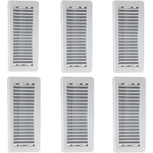 4" x 10" Floor Vent Covers White 6 Pack - Heavy Duty Walkable Floor Registers - Easy Adjust Air Vent Deflector - Vent Covers for  - Reinforced Bend-Proof Weld