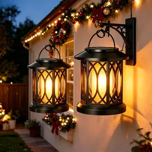 2 Pack Outdoor Solar Lanterns, IP55 Waterproof Grade, Upgraded Bright Hanging Solar Lights, Warm Light LED Decorative Solar Lantern for Garden Yard Patio