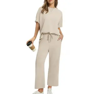 Summer loose-fitting trendy solid color casual daily commute stylish short-sleeve women's outfit