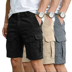 Pack of 3 men’s casual cargo shorts — multiple pockets, button waistband; regular fit suitable for work, outdoor activities, and everyday wear; stylish, practical pants; travel apparel; minimalist design,Fathersdaygift