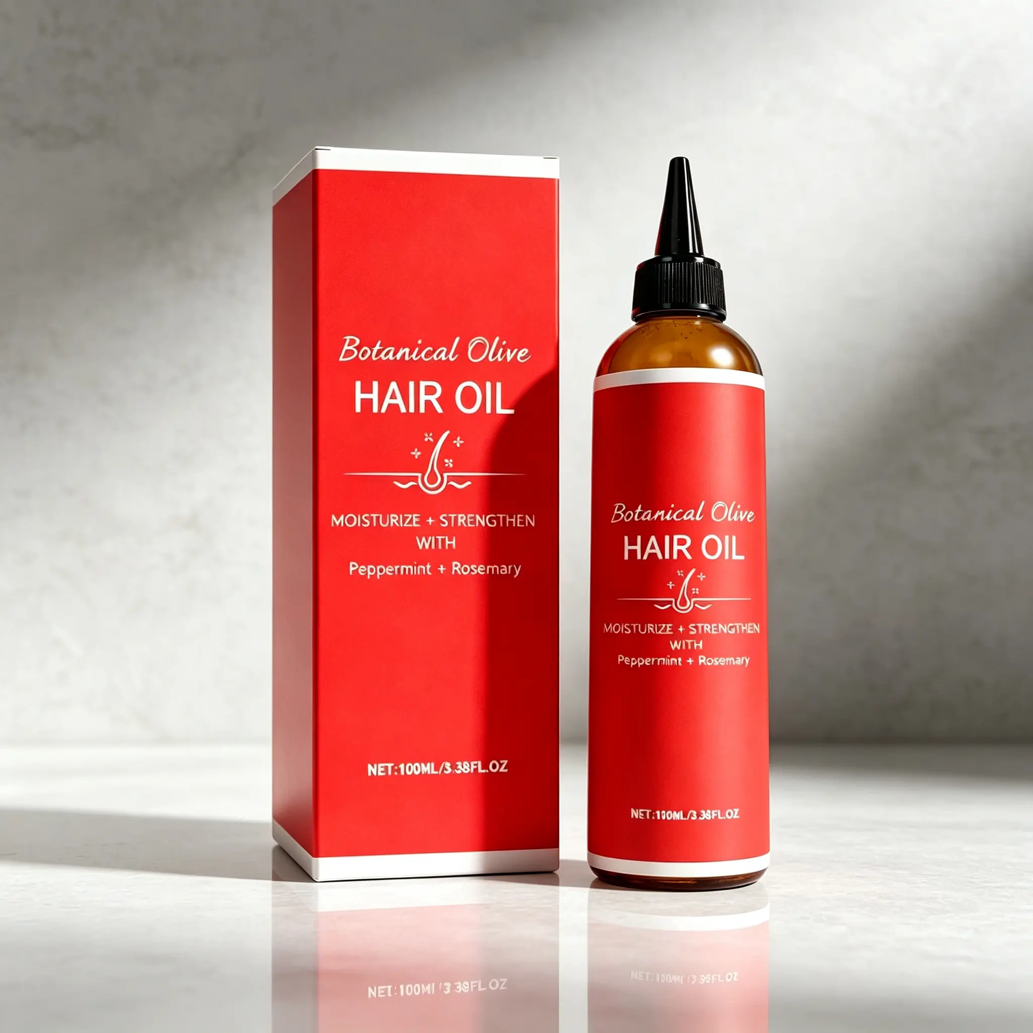 2-in-1 Scalp & Hair Oil with Peppermint & Rosemary, Moisturizing Treatment for Dry Itchy Scalp, Plant-Based Formula to Strengthen Hair, 100ml