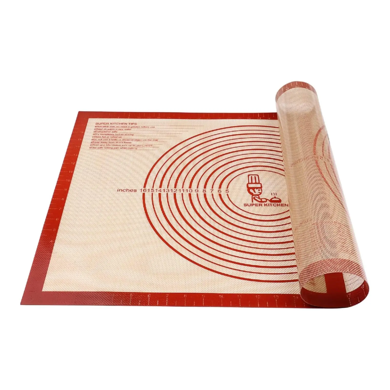 Extra Large Silicone Pastry Mat 28 x 20 Inch with Measurements, Non-Slip Non-Stick Baking Mat for Dough Rolling, Pie Crust, Pizza, Bread & Fondant, Reusable Food Grade Countertop & Oven Liner, Red