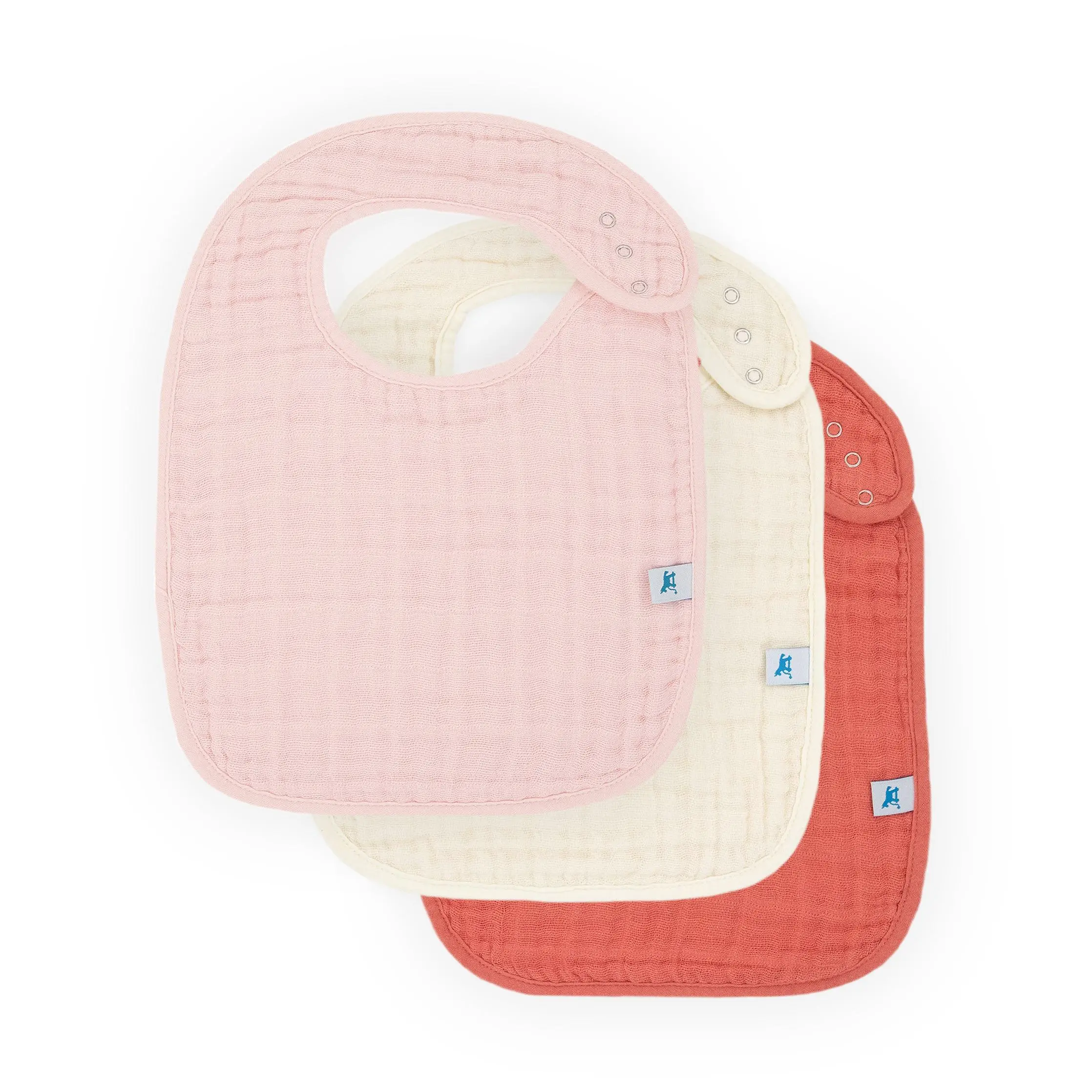 Cotton Muslin Classic Bib 3 Pack - Light Pink