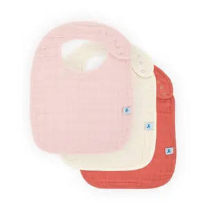 Cotton Muslin Classic Bib 3 Pack - Light Pink