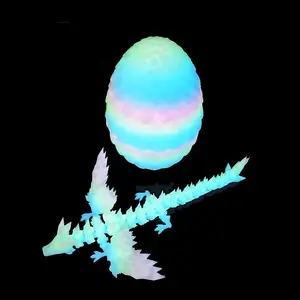 Flying Dragon in Egg Statue with Glow in the Dark Rainbow Feature, Dino Easter Egg with Hidden Dragon, Unique Birthday Gift & Desk Pet Decor