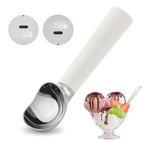 FROSTJOY Electric Heated Ice Cream Scoop, Rechargeable Ice Cream Scooper for Hard Frozen Ice Cream, LED Display Stainless Steel Scoop, Summer Kitchen Gadget Gift for Mom & Dad