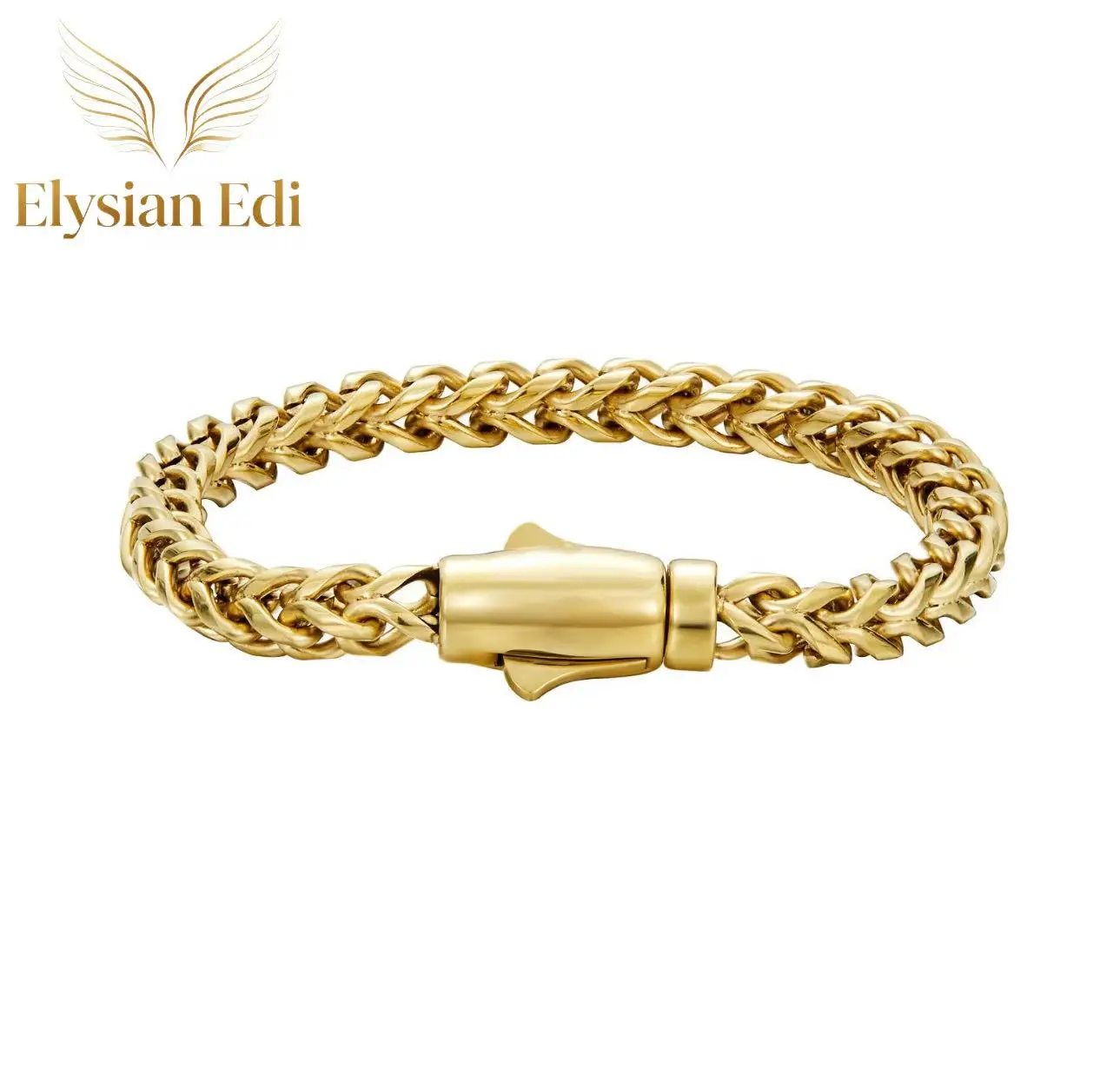 [WATERPROOF & STAYS GOLD]  14K Real Gold Plated Franco Square Box Chain Bracelet, Unisex Non-Tarnish. Perfect Mother's Day Gift Idea, Daily Wear Hip Hop Vibe, Lifetime Shine, Shower Safe, Hypoallergenic (7.5"-30" Adjustable Length). Weekly Special!