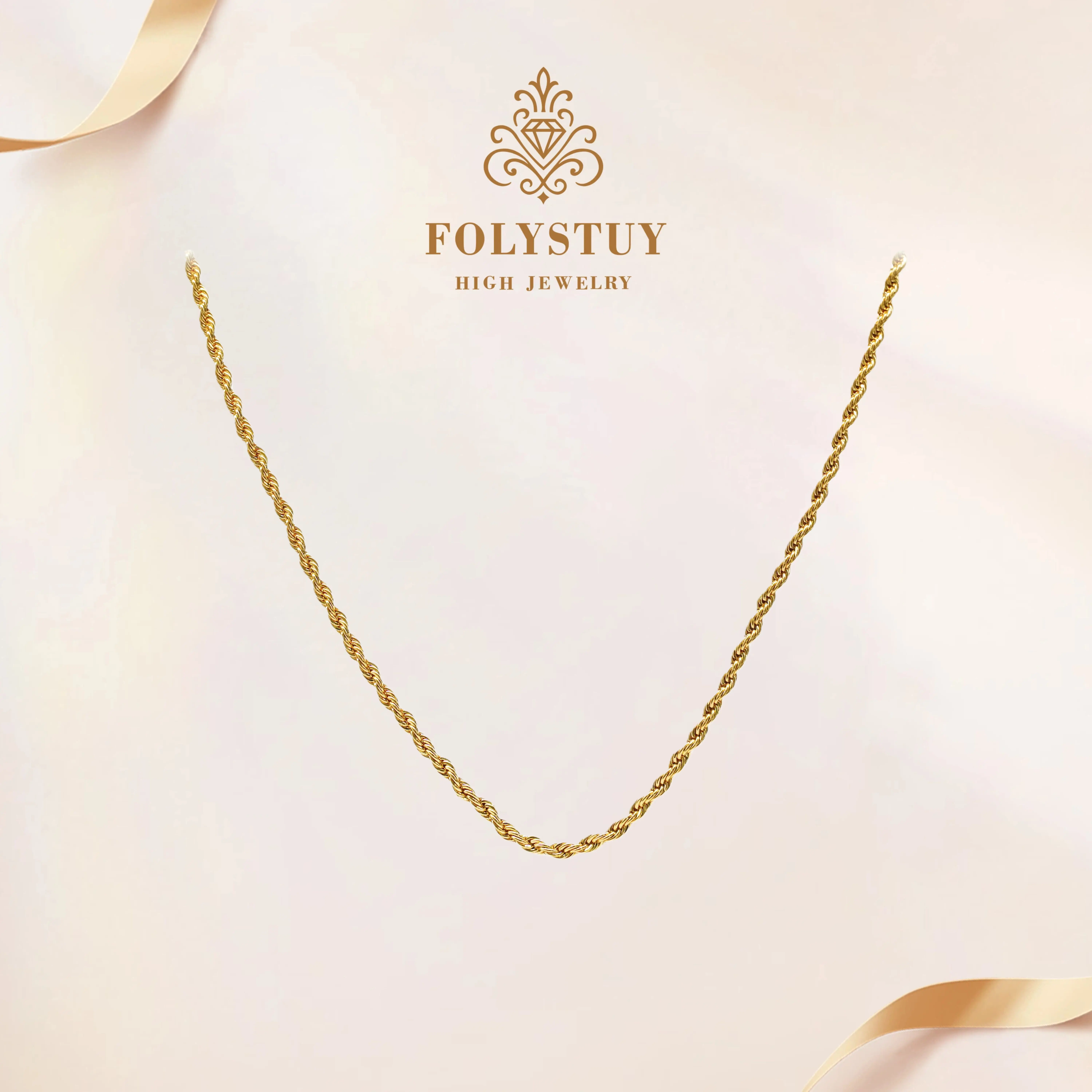 Four sizes of twist necklaces [FOLYSTUY] Handcrafted exquisite twist necklaces with lobster buttons, available in 3mm and 4mm twist widths, and lengths ranging from 19 inches to 28 inches. Options include Y109, Y110, Y111, and Y156