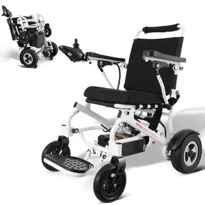 Adult Electric Power Wheelchair Mobility Aid Tool, 300lb Capacity, 17.7in Width Foldable 1-Button Lightweight Model, Liftable Armrest, Easy Installation, 12.5 Mi Range All-Terrain Aluminum Alloy Motorized Equipment, with Seat Cushion