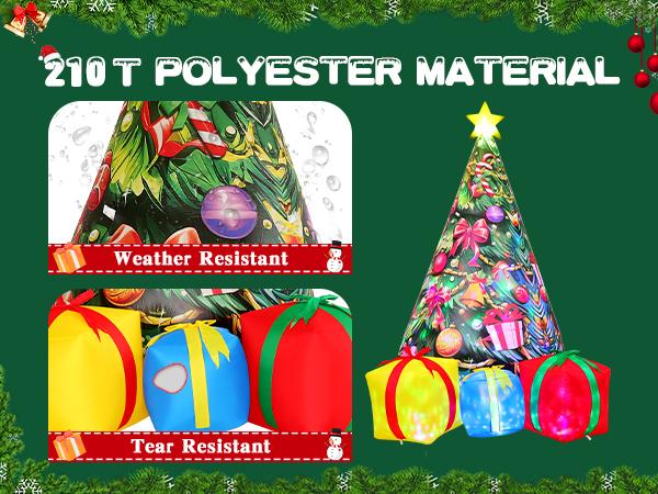GOOSH 7.8 FT Inflatable Christmas Tree with Built-in LEDs & Festive Designs for Outdoor Decorations - Fast Inflation, Certified Safety, Waterproof Polyester, Easy Storage