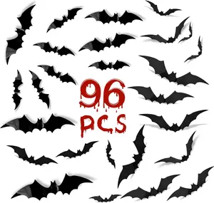 Halloween Decorations Clearance Bats 96 Pcs, Halloween Decorations Indoor Clearance, Halloween Decor Wall Decor, Bats Halloween Decorations Outside Clearance for Bedroom Halloween Party Decorations, Black