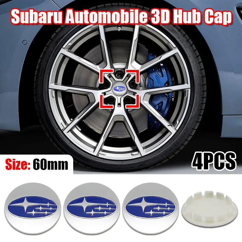 4pcs Subaru Wheel HUB Cap Stickers, Car Tire Center Cover, Durable Anti-Scratch Protection, Fits Wrx, Forester, Outback, Xv Crosshatch