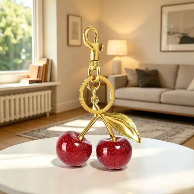 Trendy Glitter Cherry Keychain - Chic & Luxe Cherry Charm for Bags, Keys & More, Stylish Alloy Bag Pendant with Sparkly Red Cherries, Perfect All-Match Accessory for Women & Girls, Ideal Gift for Fashion Enthusiasts, Elevate Your Style with This Exquisite