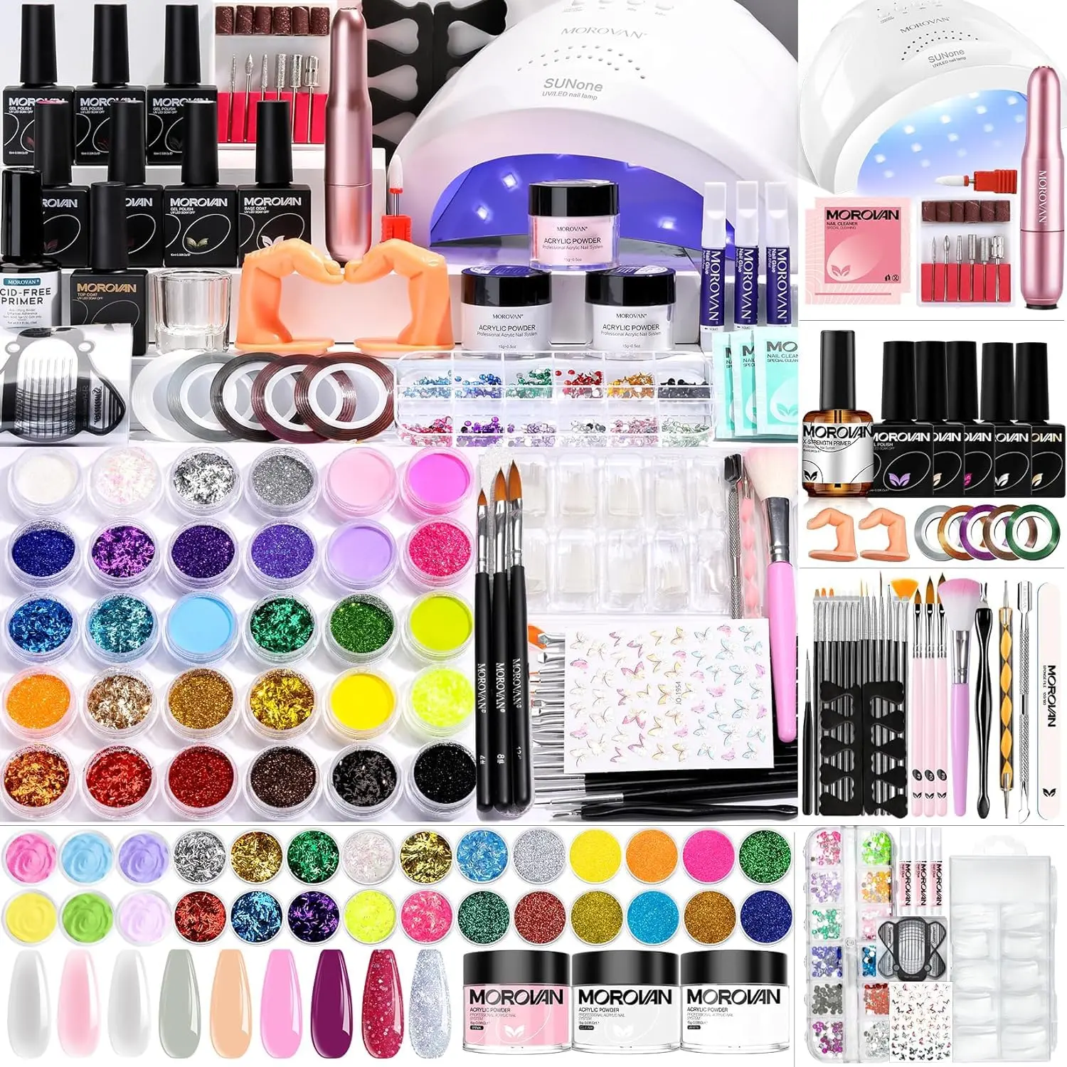 Morovan Professional Acrylic Nail Kit - Blossom Pro for Beginners with Everything Complete Blossom Series Nail Kit Set Professional Acrylic with Everything Acrylic Nail Starter Kit Acrylic Nail Supplies Gifts for Women Girl